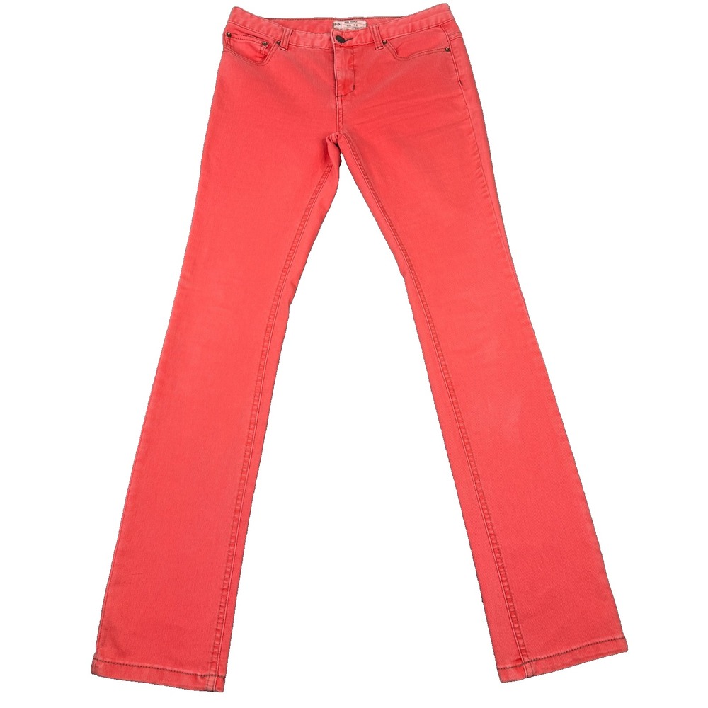 Free People Jeans Womens 27 Red Skinny Stretch Denim Low Rise Y2K Boho Indie